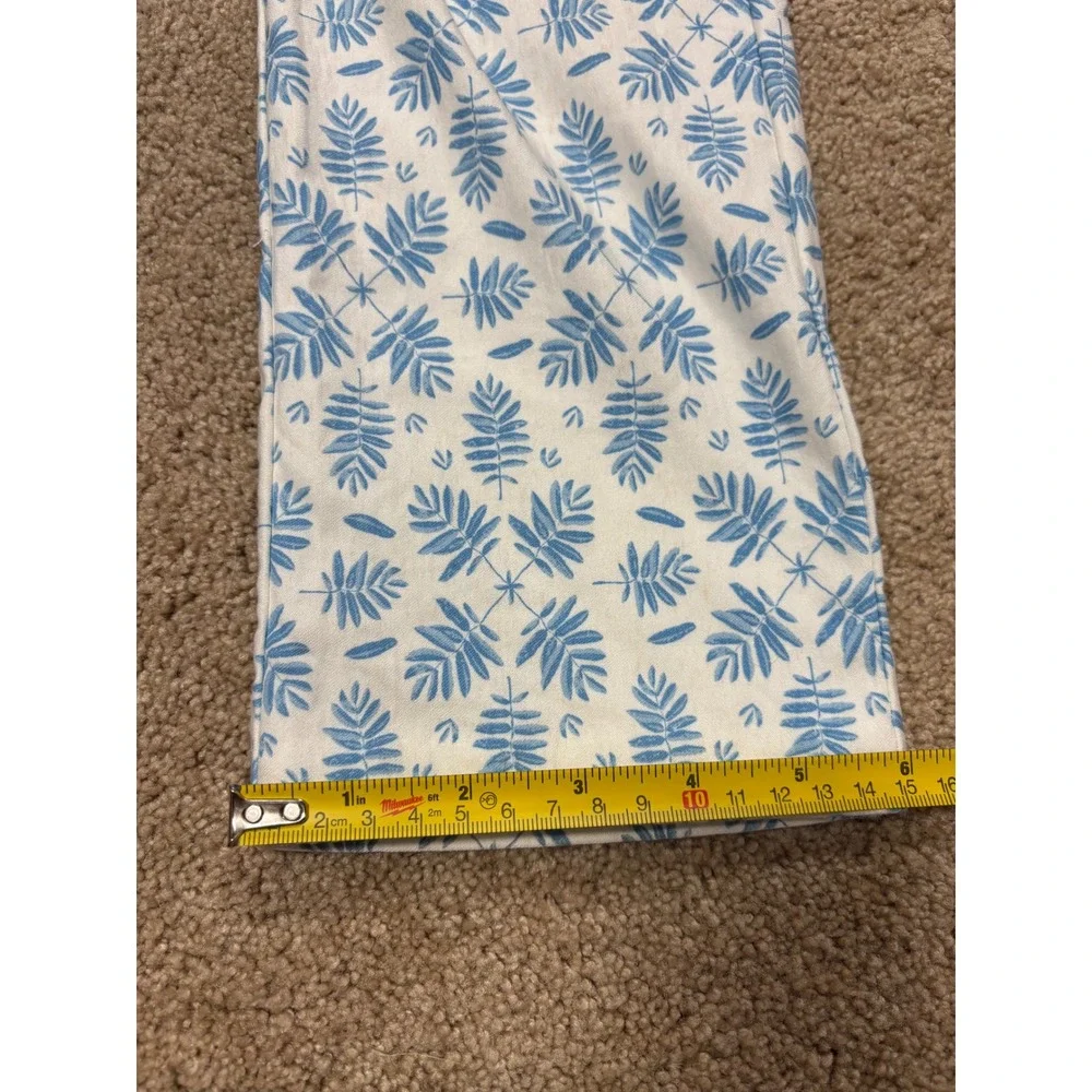 J McLaughlin Women's Size 0 Tall Leggings Blue Leaf‎ Print Stretch Casual Pants